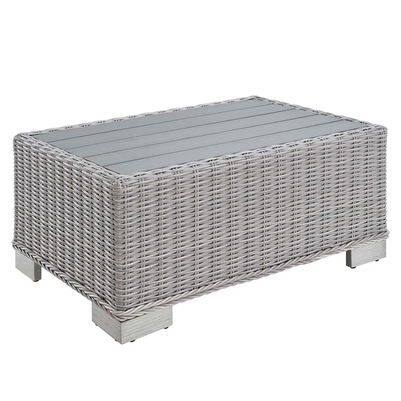 Modway Conway 4-Piece Patio Aluminum/Rattan Furniture Set in Light Gray/Gray
