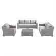 Modway Conway 4-Piece Patio Aluminum/Rattan Furniture Set in Light Gray/Gray