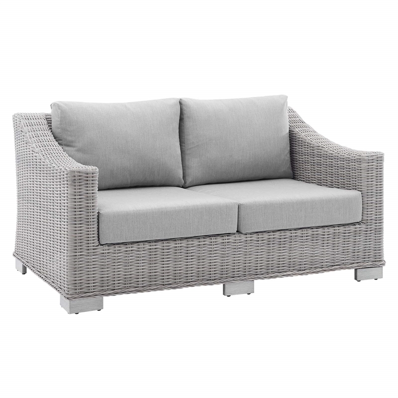 Modway Conway 4-Piece Patio Aluminum/Rattan Furniture Set in Light Gray/Gray