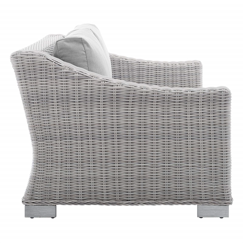 Modway Conway 4-Piece Patio Aluminum/Rattan Furniture Set in Light Gray/Gray