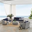 Modway Conway 4-Piece Patio Aluminum/Rattan Furniture Set in Light Gray/Navy