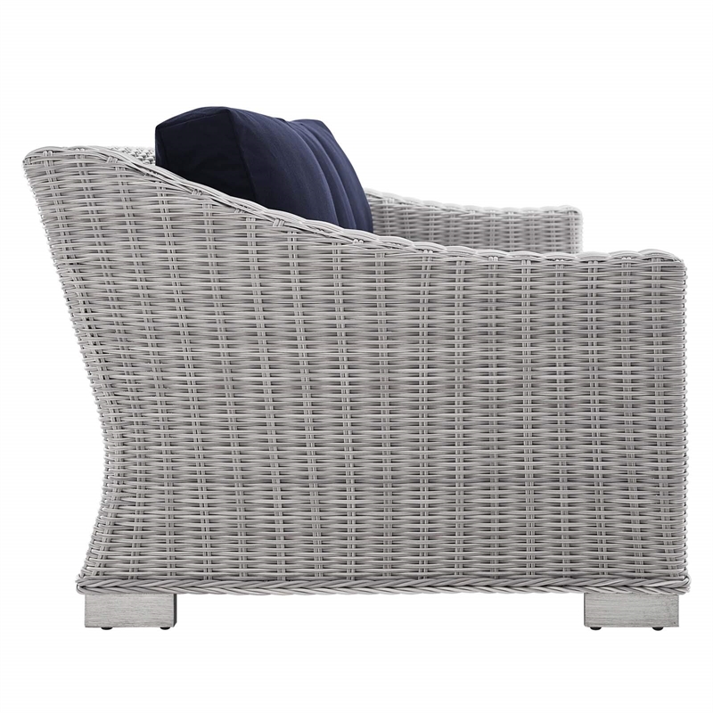 Modway Conway 4-Piece Patio Aluminum/Rattan Furniture Set in Light Gray/Navy