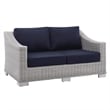 Modway Conway 4-Piece Patio Aluminum/Rattan Furniture Set in Light Gray/Navy