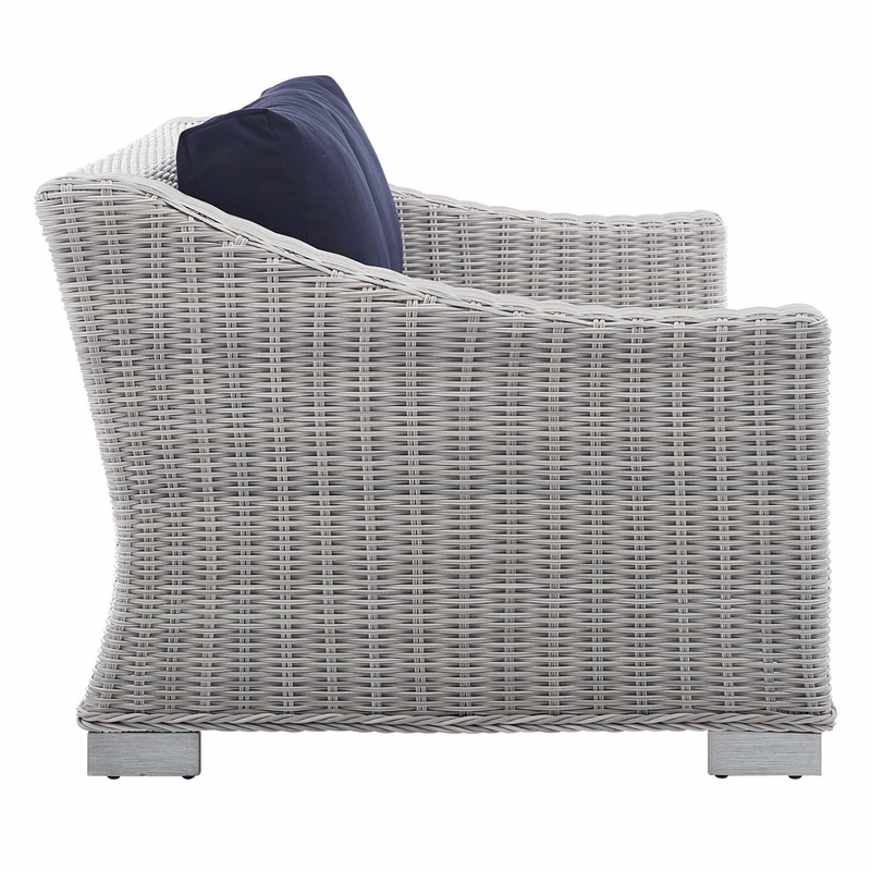 Modway Conway 4-Piece Patio Aluminum/Rattan Furniture Set in Light Gray/Navy