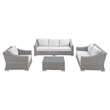 Modway Conway 4-Piece Patio Aluminum/Rattan Furniture Set in Light Gray/White