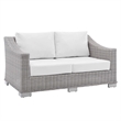 Modway Conway 4-Piece Patio Aluminum/Rattan Furniture Set in Light Gray/White