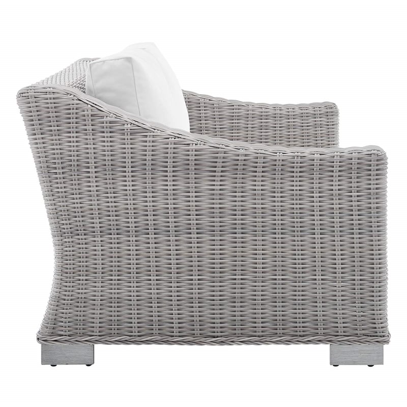 Modway Conway 4-Piece Patio Aluminum/Rattan Furniture Set in Light Gray/White