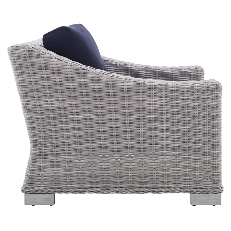 Modway Conway 5-Piece Patio Aluminum/Rattan Furniture Set in Light Gray/Navy