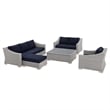 Modway Conway 5-Piece Patio Aluminum/Rattan Furniture Set in Light Gray/Navy