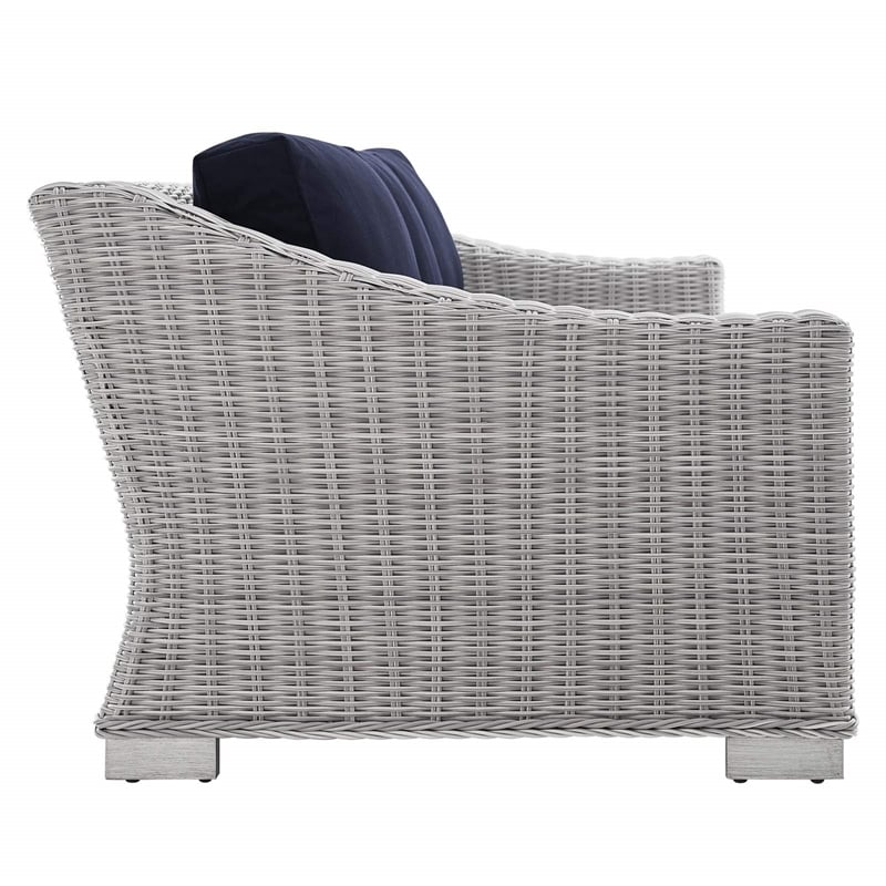 Modway Conway 5-Piece Patio Aluminum/Rattan Furniture Set in Light Gray/Navy
