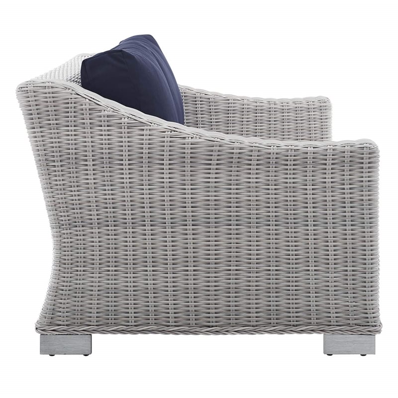Modway Conway 5-Piece Patio Aluminum/Rattan Furniture Set in Light Gray/Navy