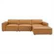Modway Restore 4-Piece Faux Leather Sectional Sofa in Tan Finish