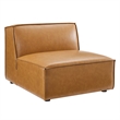 Modway Restore 5-Piece Faux Leather Upholstered Sectional Sofa in Tan
