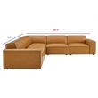 Modway Restore 5-Piece Faux Leather Upholstered Sectional Sofa in Tan