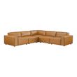 Modway Restore 5-Piece Faux Leather Upholstered Sectional Sofa in Tan