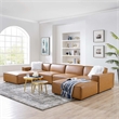 Modway Restore 6-Piece Faux Leather Sectional Sofa in Tan Finish