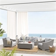 Modway Conway 4-Piece Patio Aluminum/Rattan Furniture Set in Gray