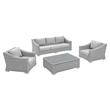 Modway Conway 4-Piece Patio Aluminum/Rattan Furniture Set in Gray
