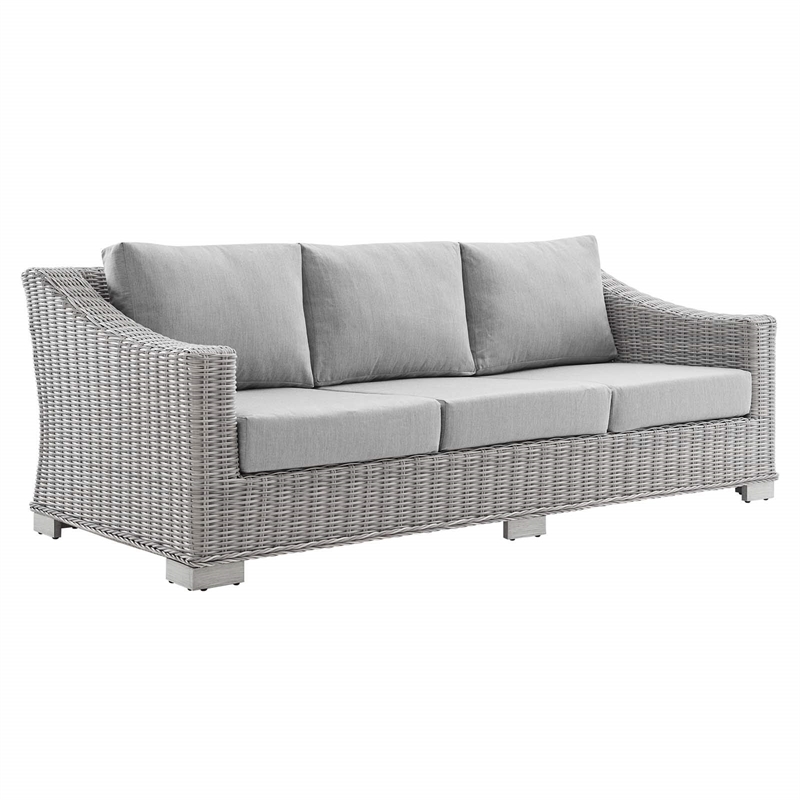 Modway Conway 4-Piece Patio Aluminum/Rattan Furniture Set in Gray