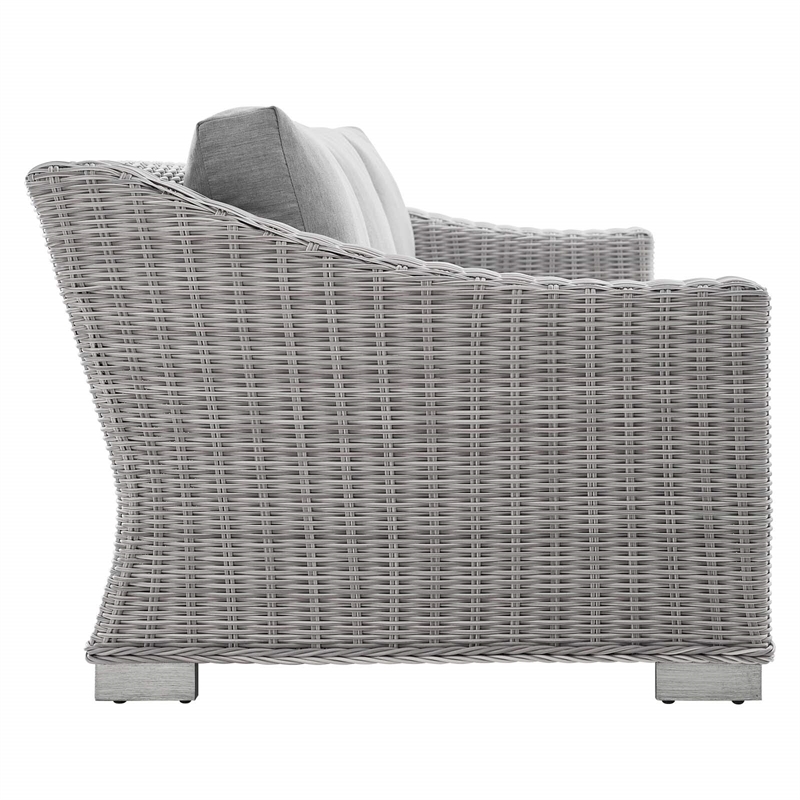 Modway Conway 4-Piece Patio Aluminum/Rattan Furniture Set in Gray