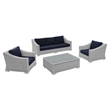 Modway Conway 4-Piece Patio Aluminum/Rattan Furniture Set in Gray/Navy