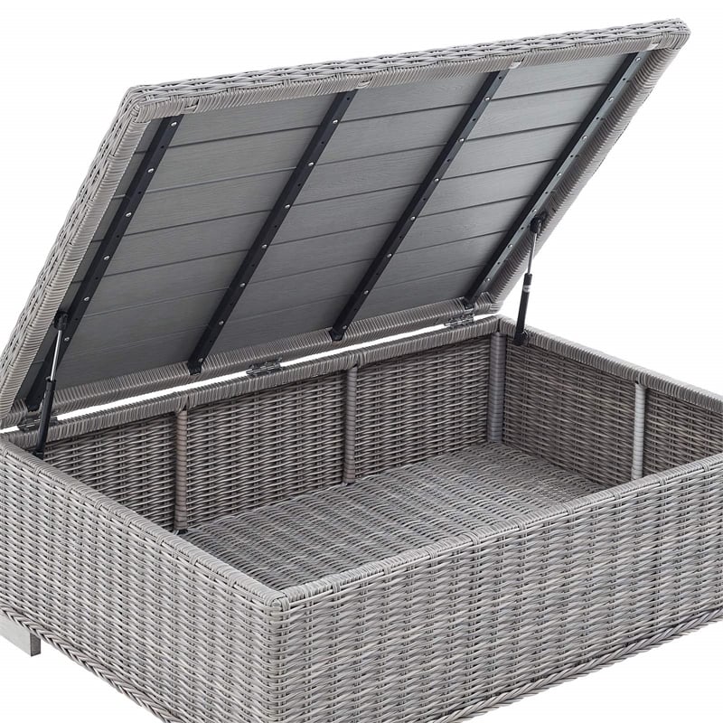 Modway Conway 4-Piece Patio Aluminum/Rattan Furniture Set in Gray/White