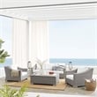 Modway Conway 4-Piece Patio Aluminum/Rattan Furniture Set in Gray/White
