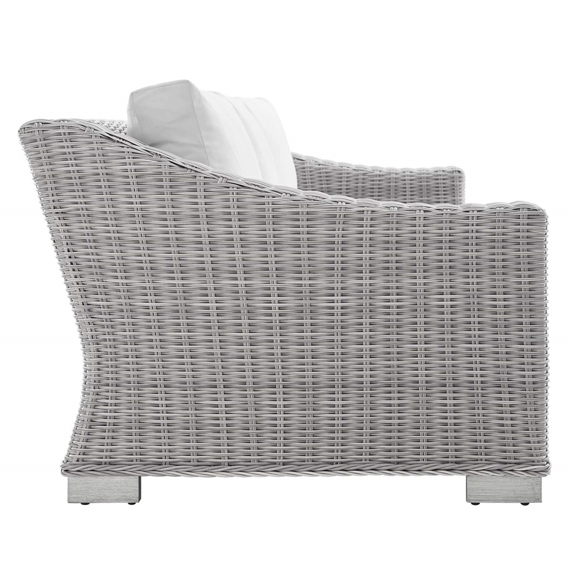 Modway Conway 4-Piece Patio Aluminum/Rattan Furniture Set in Gray/White