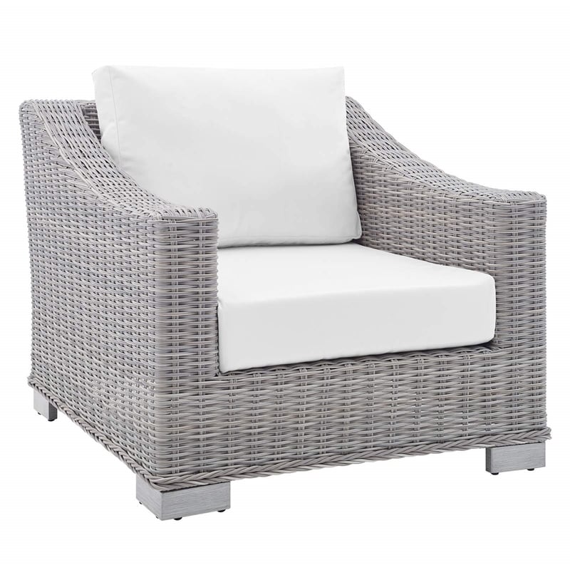 Modway Conway 4-Piece Patio Aluminum/Rattan Furniture Set in Gray/White