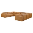 Modway Restore 8-Piece Faux Leather Upholstered Sectional Sofa in Tan