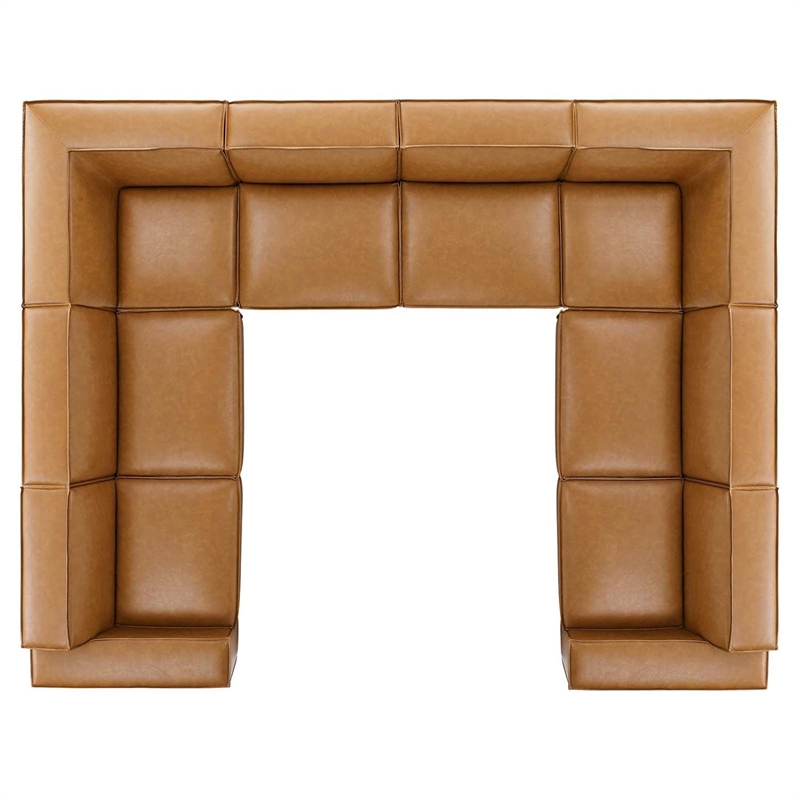 Modway Restore 8-Piece Faux Leather Upholstered Sectional Sofa in Tan
