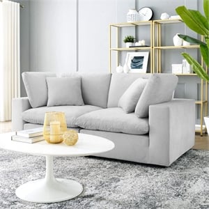 Modway Commix Down Filled Overstuffed Performance Velvet Loveseat in Light Gray