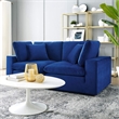 Modway Commix Down Filled Overstuffed Performance Velvet Loveseat in Navy
