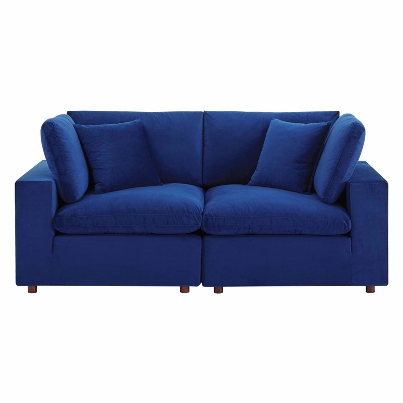 Modway Commix Down Filled Overstuffed Performance Velvet Loveseat in Navy