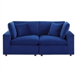 Modway Commix Down Filled Overstuffed Performance Velvet Loveseat in Navy