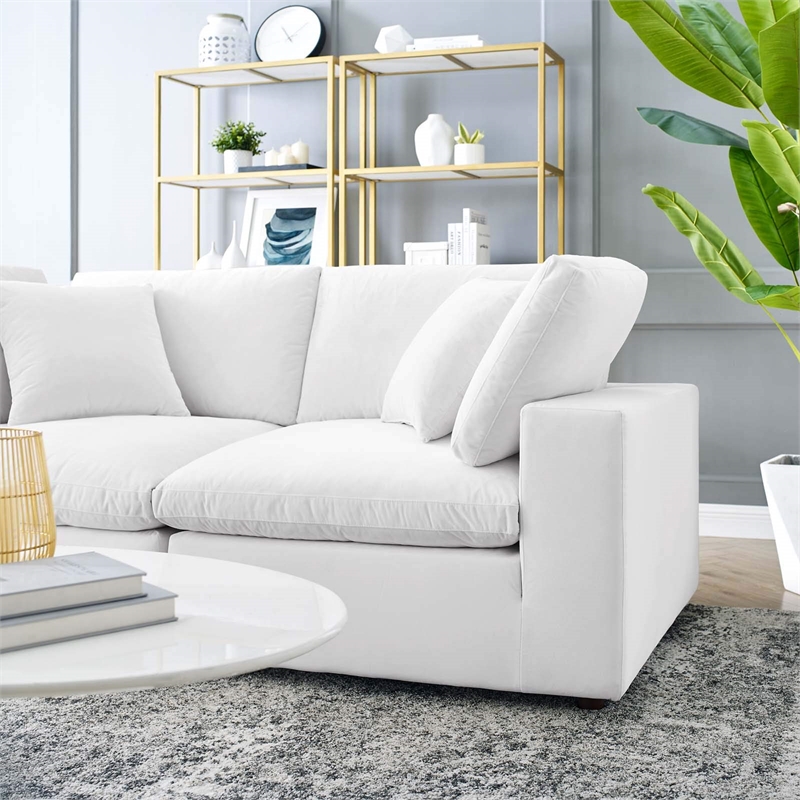 modway commix down filled overstuffed performance velvet loveseat in white