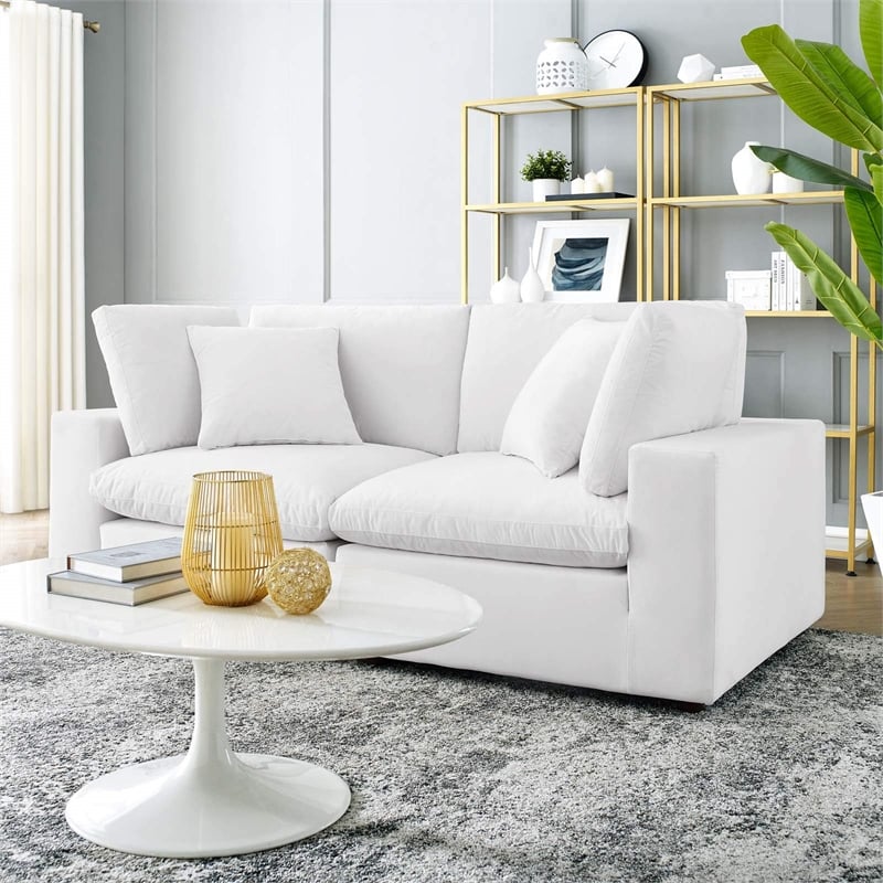 Modway Commix Down Filled Overstuffed Performance Velvet Loveseat in White