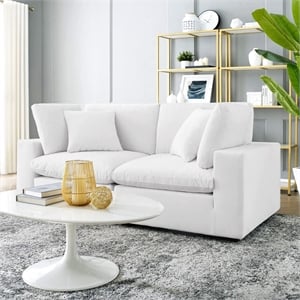 Modway Commix Down Filled Overstuffed Performance Velvet Loveseat in White