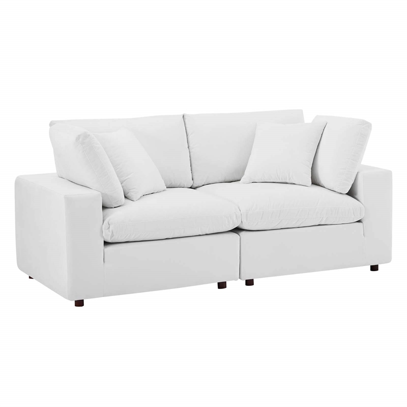 modway commix down filled overstuffed performance velvet loveseat in white