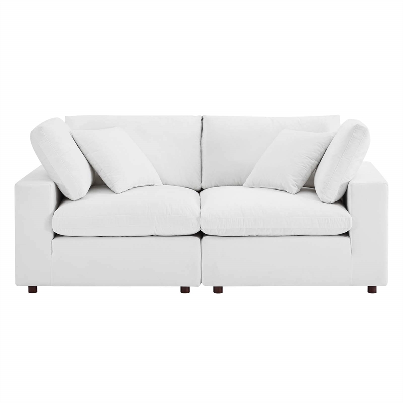 modway commix down filled overstuffed performance velvet loveseat in white