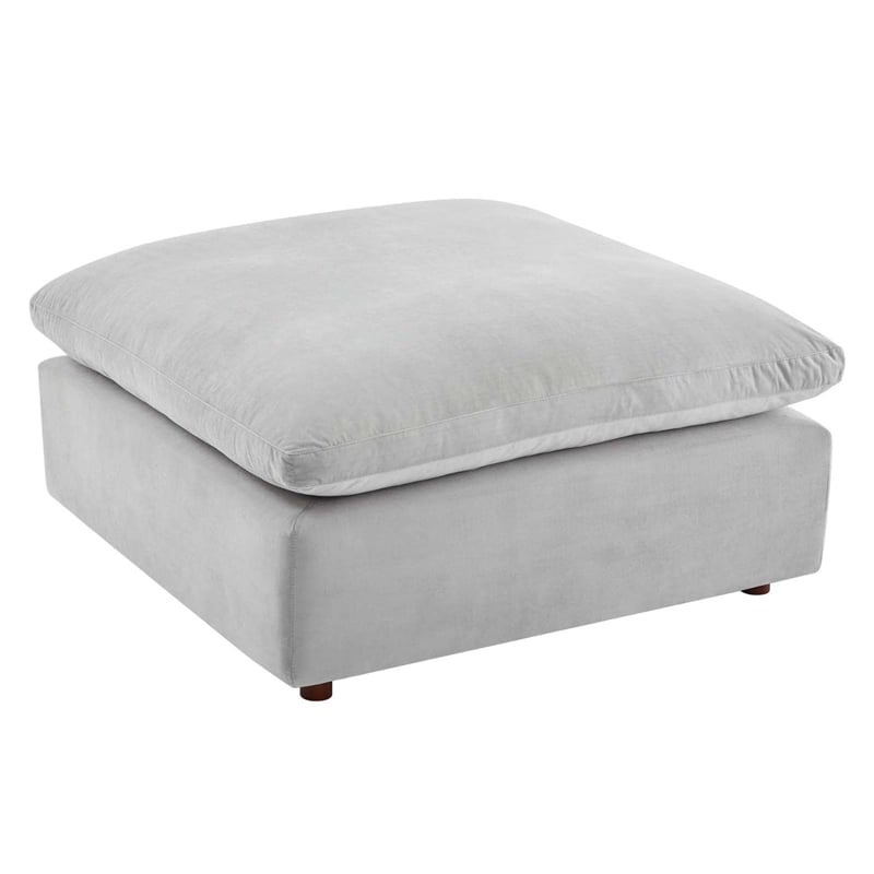 Modway Commix Down Filled Overstuffed Performance Velvet Ottoman in Light Gray