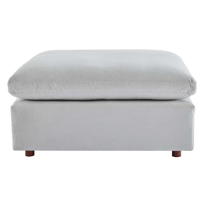 Modway Commix Down Filled Overstuffed Performance Velvet Ottoman in Light Gray