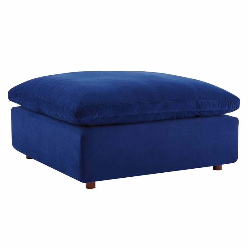 Modway Commix Down Filled Overstuffed Performance Velvet Ottoman in Navy