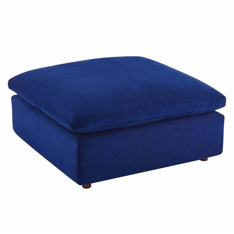 Modway Commix Down Filled Overstuffed Performance Velvet Ottoman in Navy
