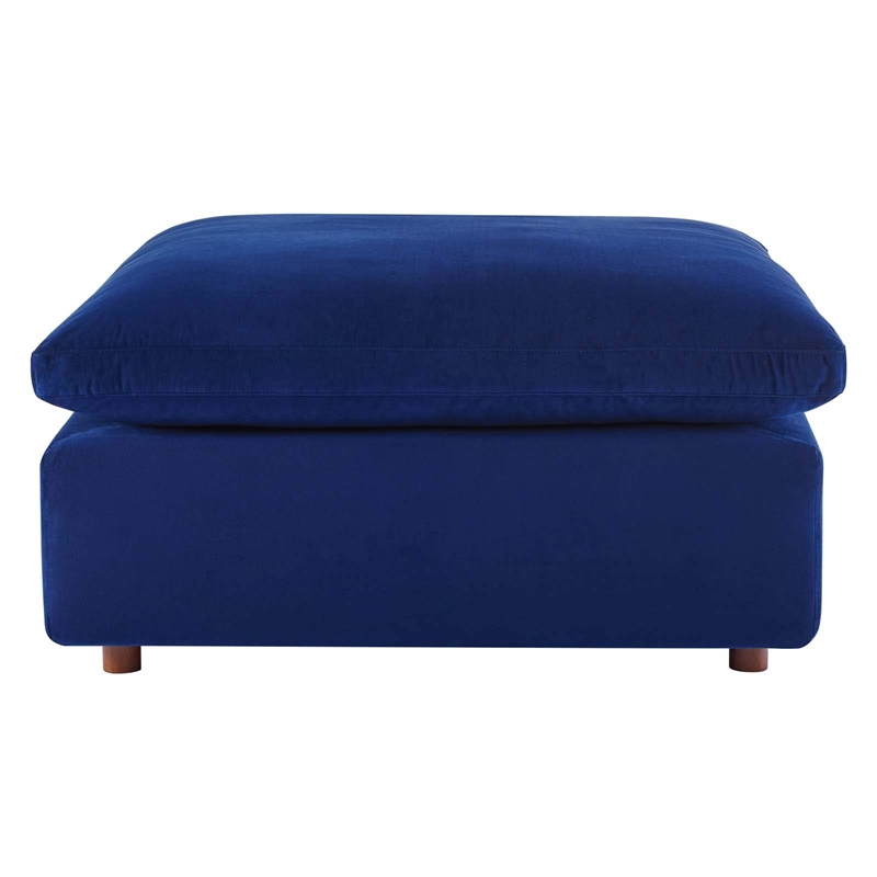 Modway Commix Down Filled Overstuffed Performance Velvet Ottoman in Navy