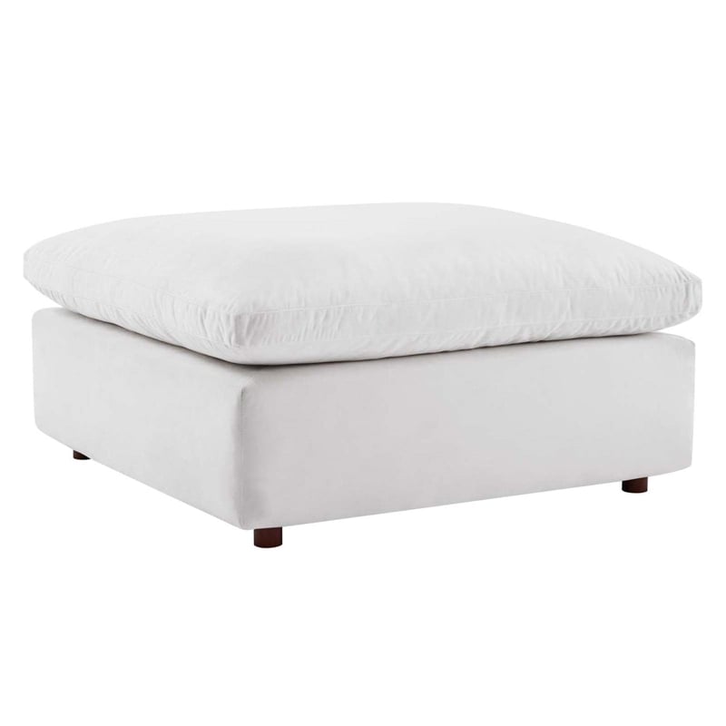 Modway Commix Down Filled Overstuffed Performance Velvet Ottoman in White