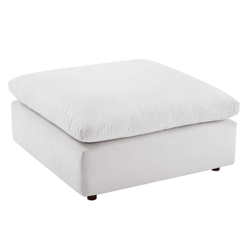 Modway Commix Down Filled Overstuffed Performance Velvet Ottoman in White