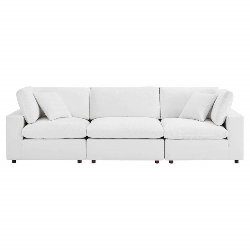 Modway Commix 3-Seater Down Filled Overstuffed Performance Velvet Sofa in White