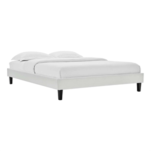 Modway Reign Full Performance Velvet Platform Bed Frame in Light Gray