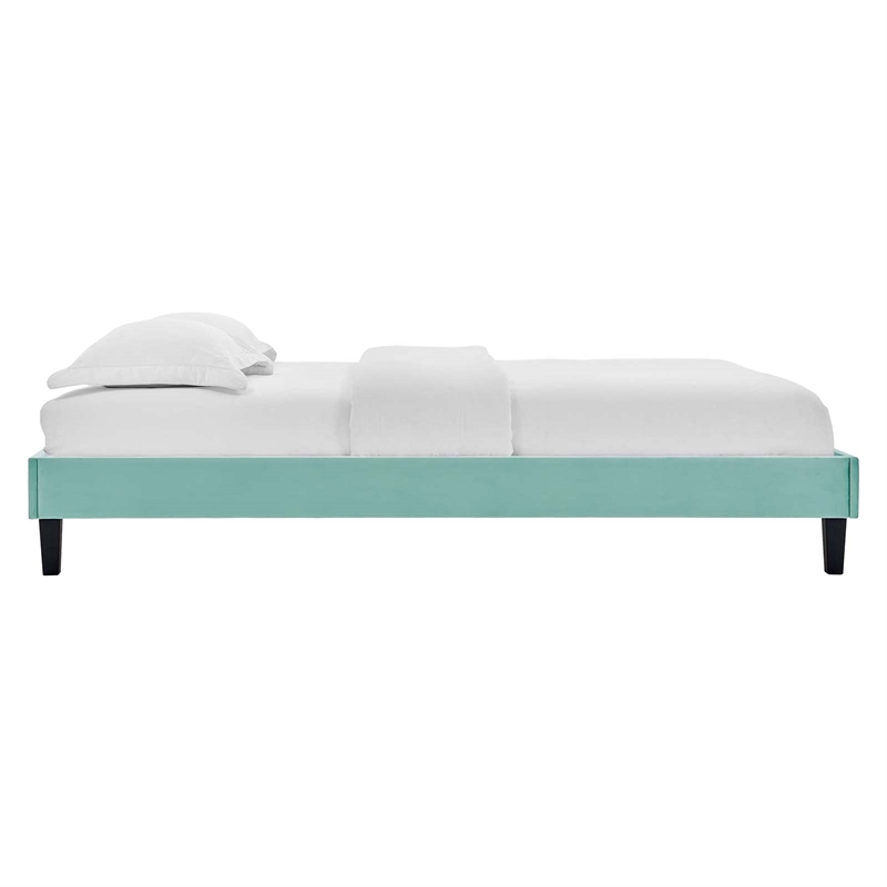 Modway Reign Full Performance Velvet Platform Bed Frame in Mint Green